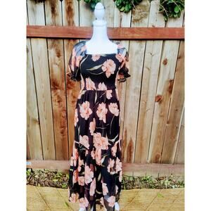 Patrons of Peace Floral Smocked Maxi‎ Dress Romantic Tiered Cottogecore NWT SZ S